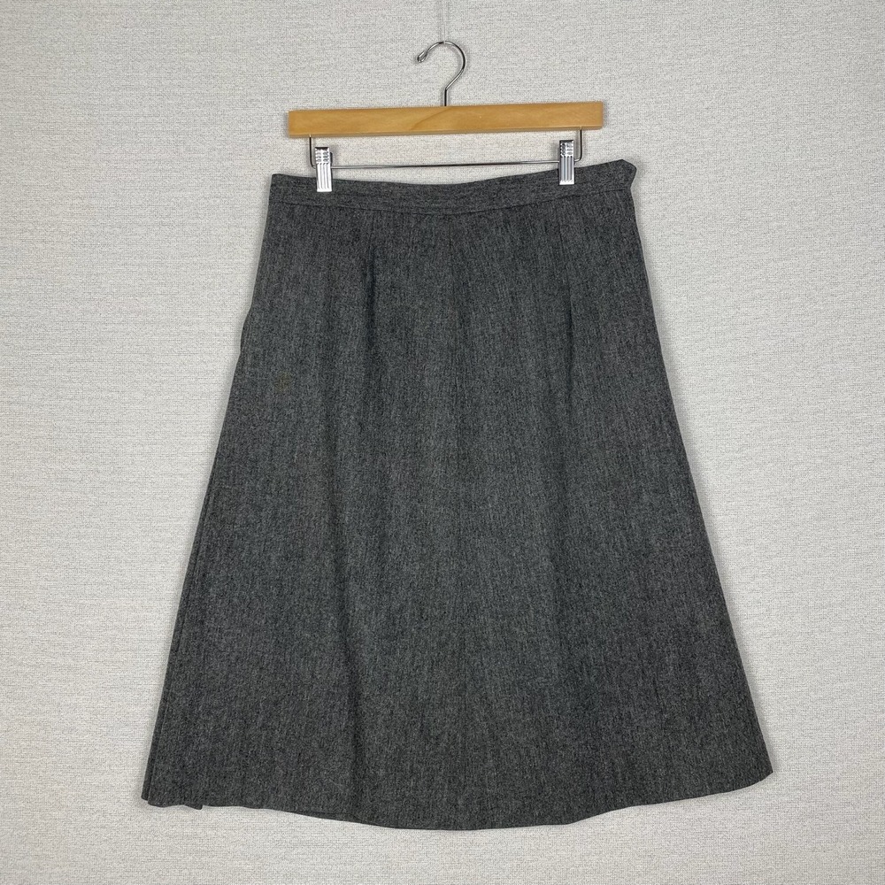 Vtg 80s Midi Skirt Womens 10 Gray Wool Blend A Line Union Made Academia Heritage - Picture 7 of 14